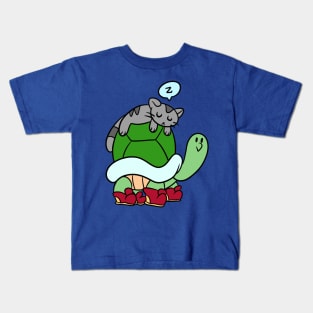 Tortoise and Sleepy Kitty Kids T-Shirt